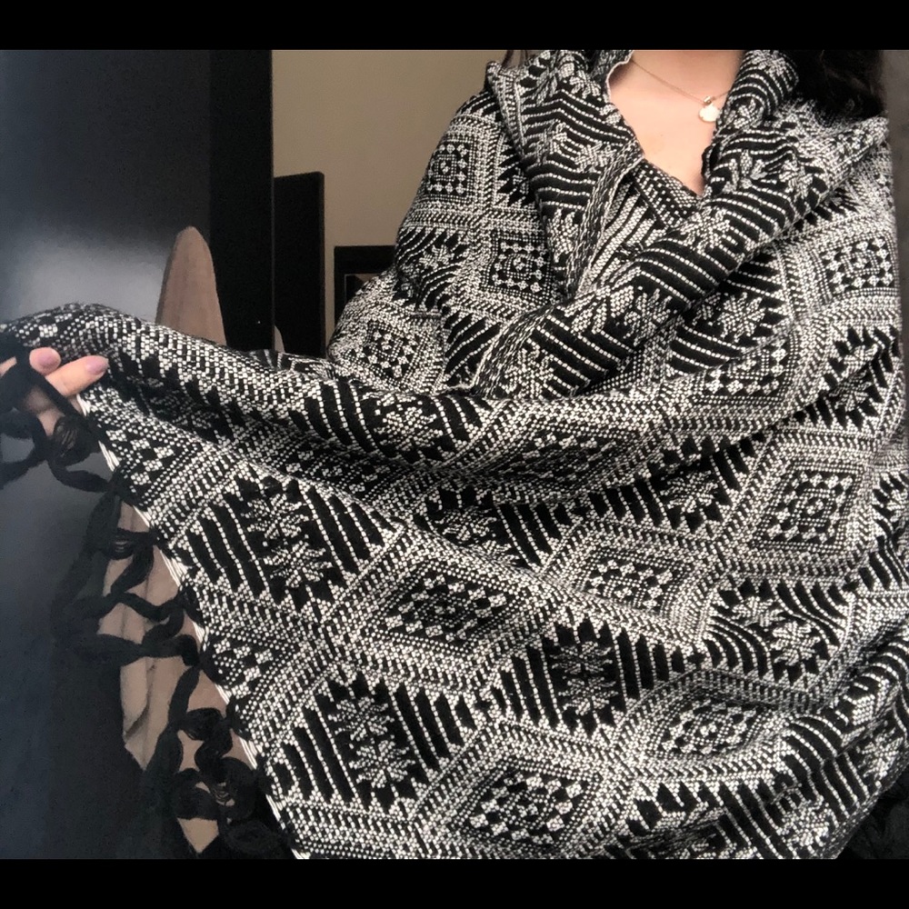 Authentic Mexican black and white Rebozo/ shawl